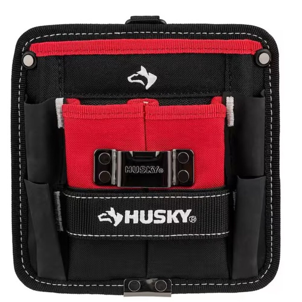 Husky 7 in. 3-Pocket Clip On Tool Belt Pouch
